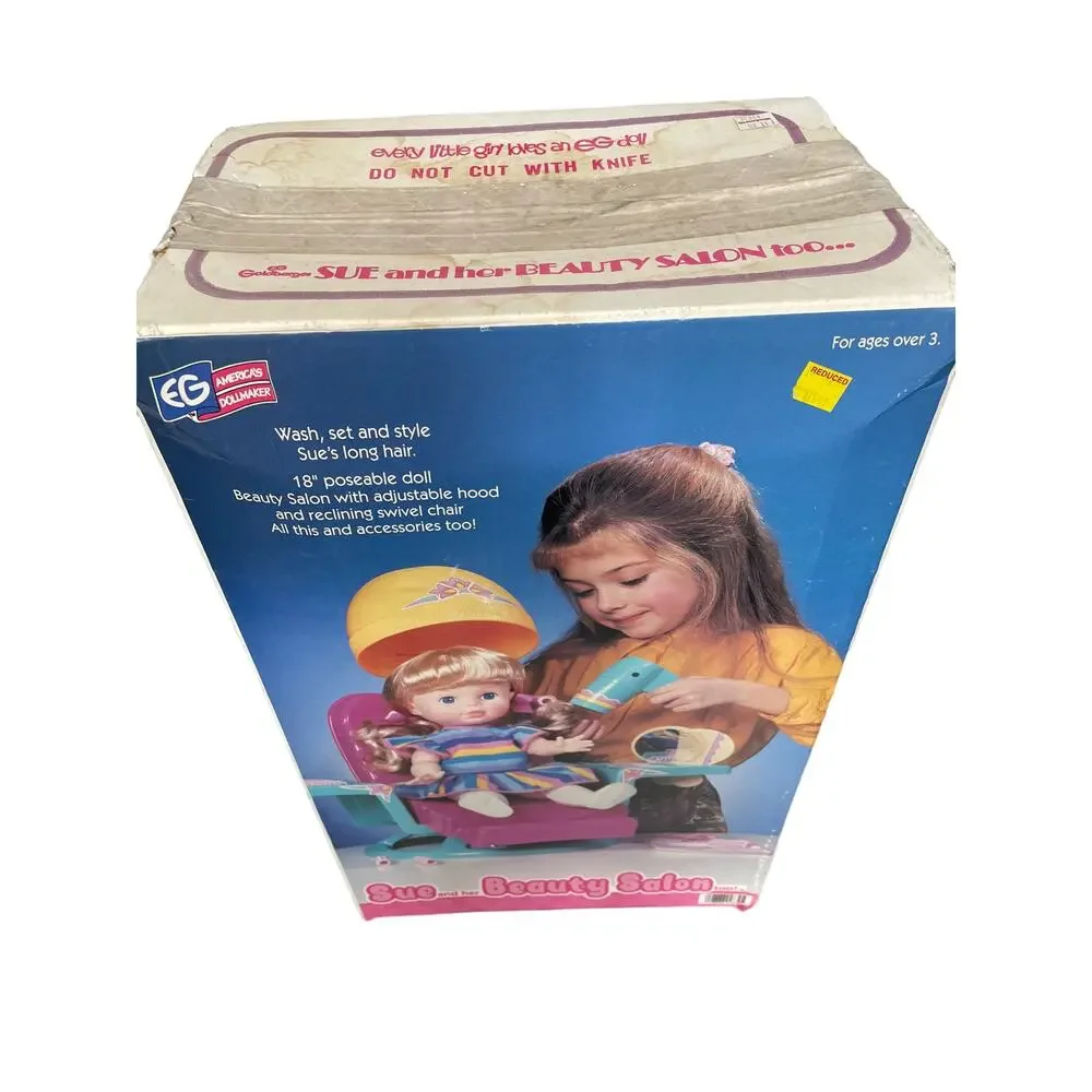 Eegee Goldberger Sue & Her Beauty Salon Too Doll Playset Vtg HTF Open Box READ